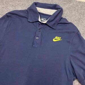 Nike Performance Mens Polo Shirt Large Blue Golf Tennis Short Sleeve 323930